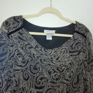 Coldwater Creek Silk‎ Dress Sheer Overlay Party Cocktail Dress Black Beige 18